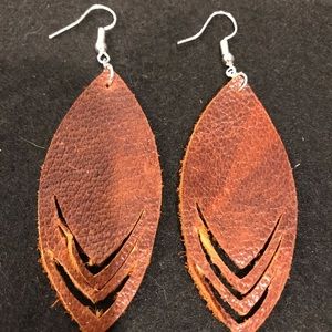 Brown leather earrings